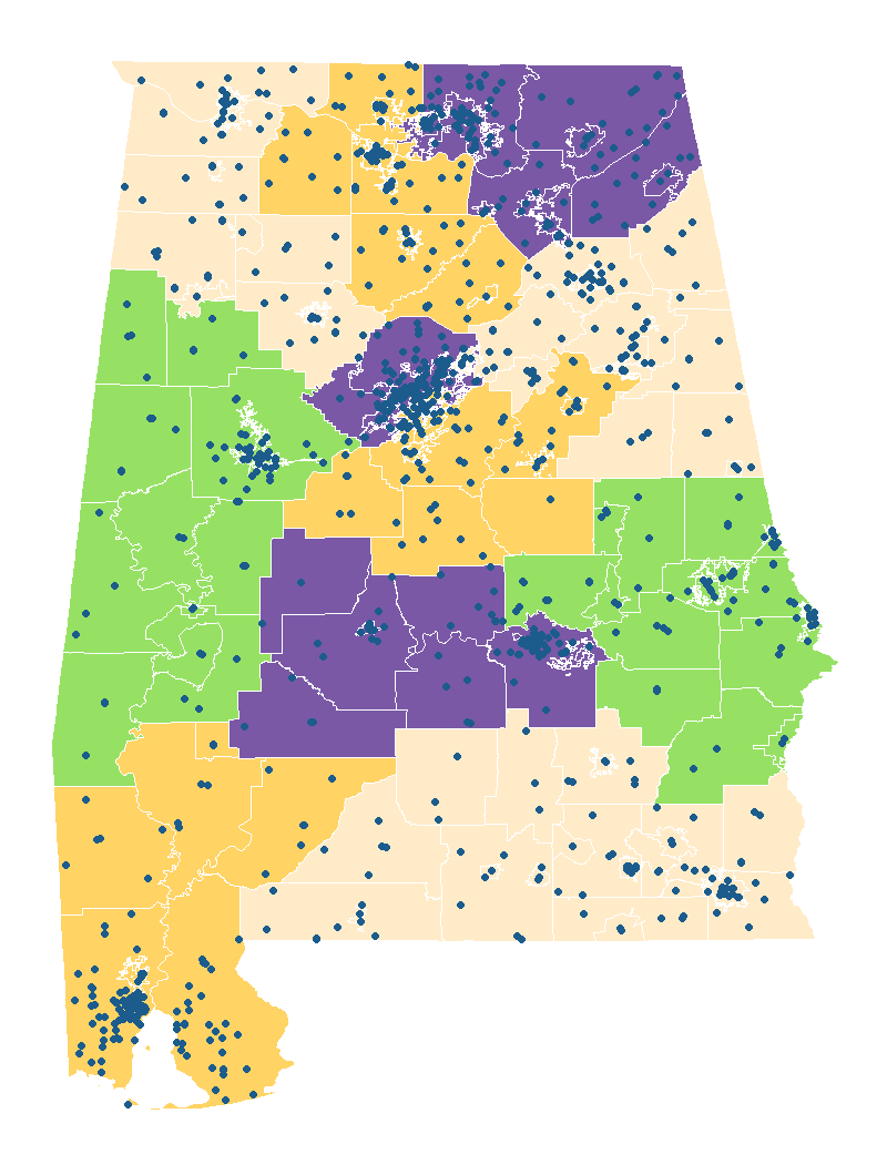 map of AMSTI implementation